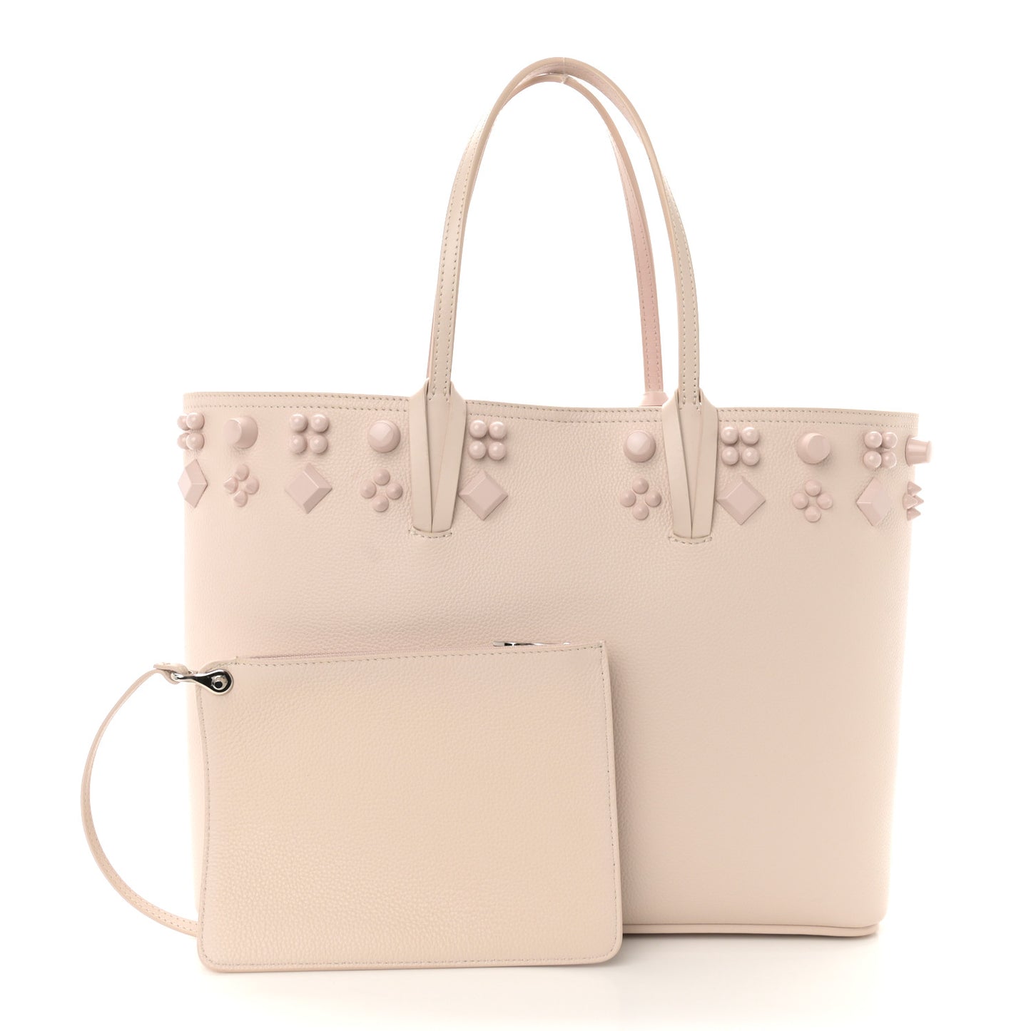 Calfskin Empire Spike Studded East West Cabata Tote Leche