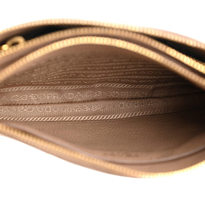 Prada Vitello Daino Double Zip Crossbody Bag Cammeo 5 of 19