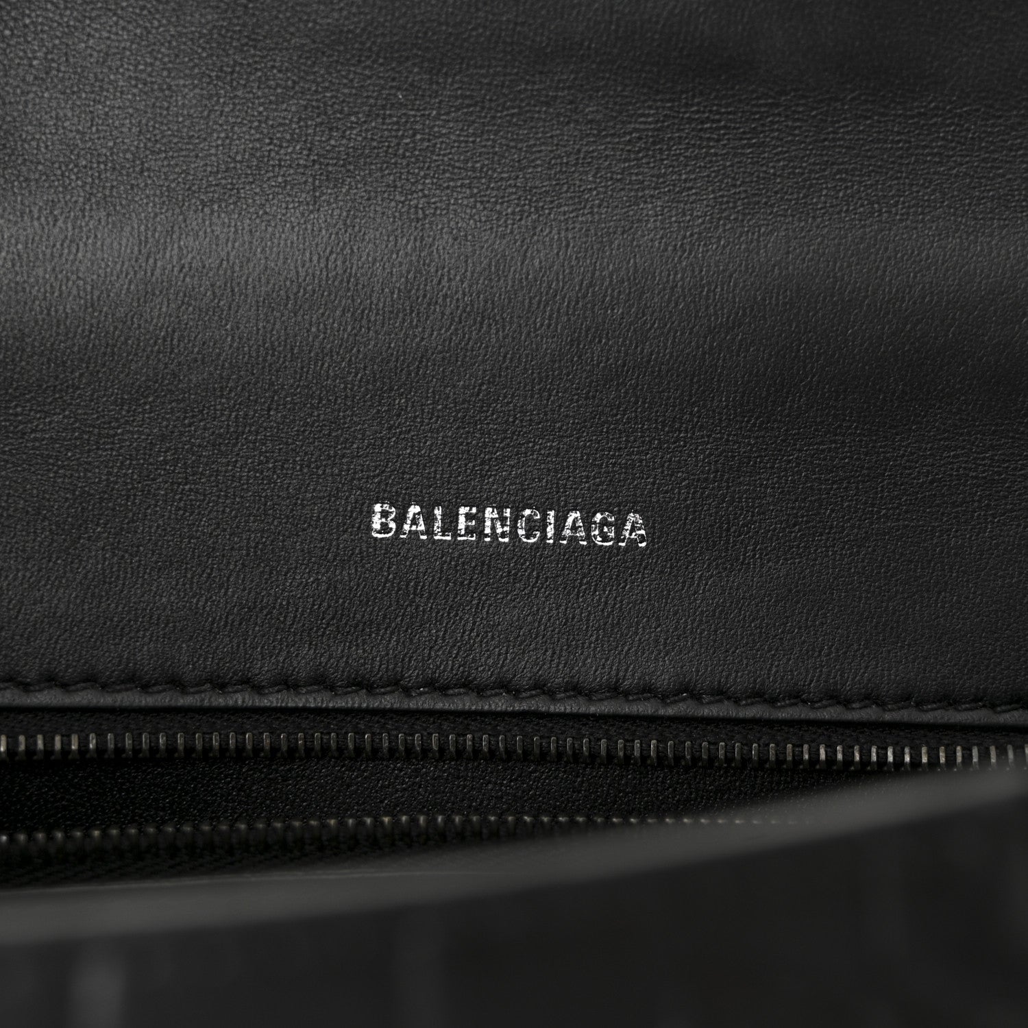 Balenciaga Semi Matte Calfskin Monochrome Crocodile Embossed Small Hourglass Top Handle Bag Black 6 of 9