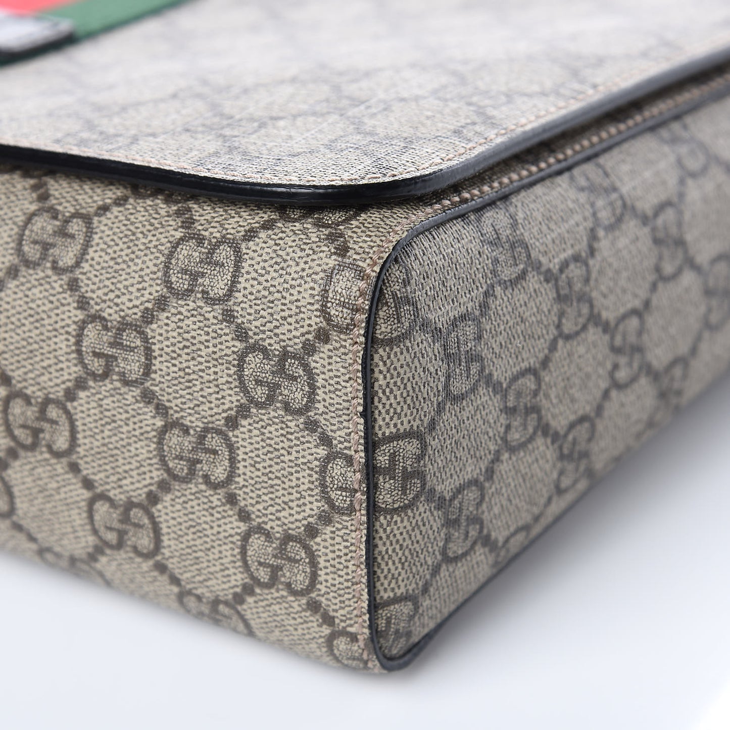 GG Supreme Monogram Web Flap Messenger Bag Black