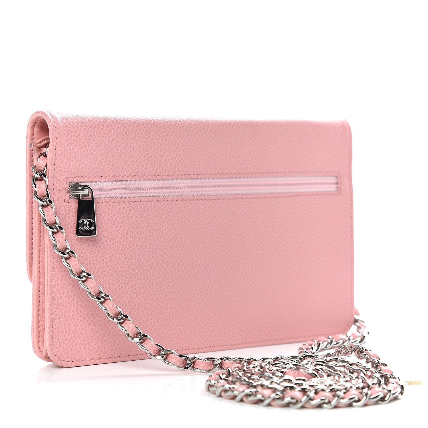 Chanel Caviar Timeless CC Wallet On Chain WOC Pink 3 of 11