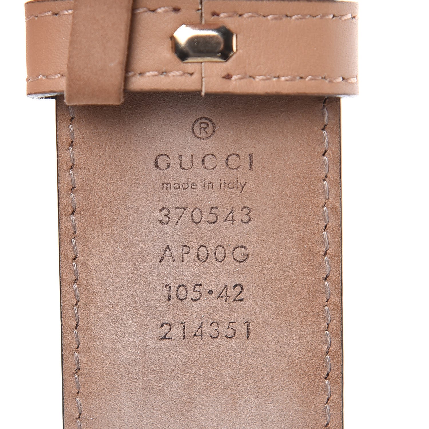 Gucci Calfskin Interlocking G 37mm Belt 105 42 Camelia 7 of 8
