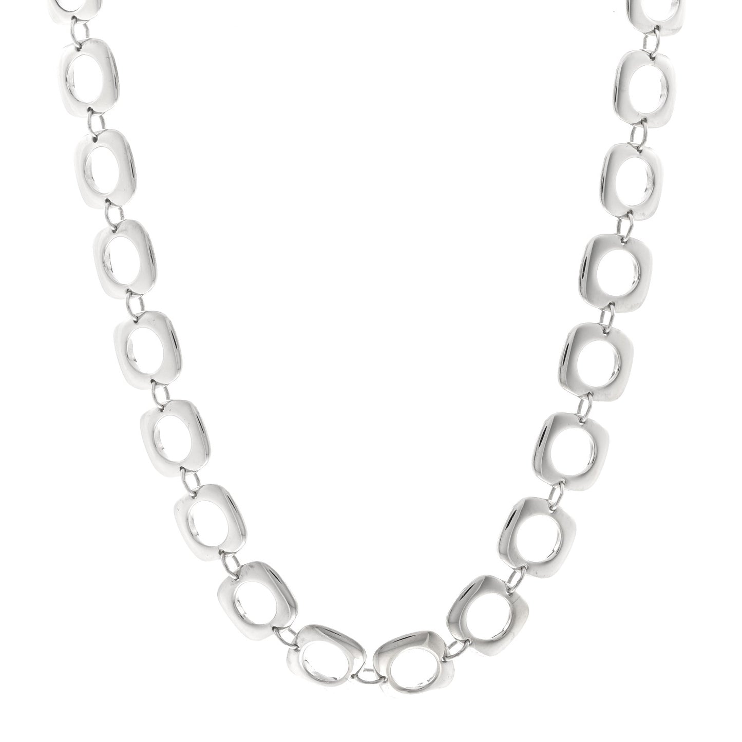Sterling Silver Cushion Square Link Choker Necklace