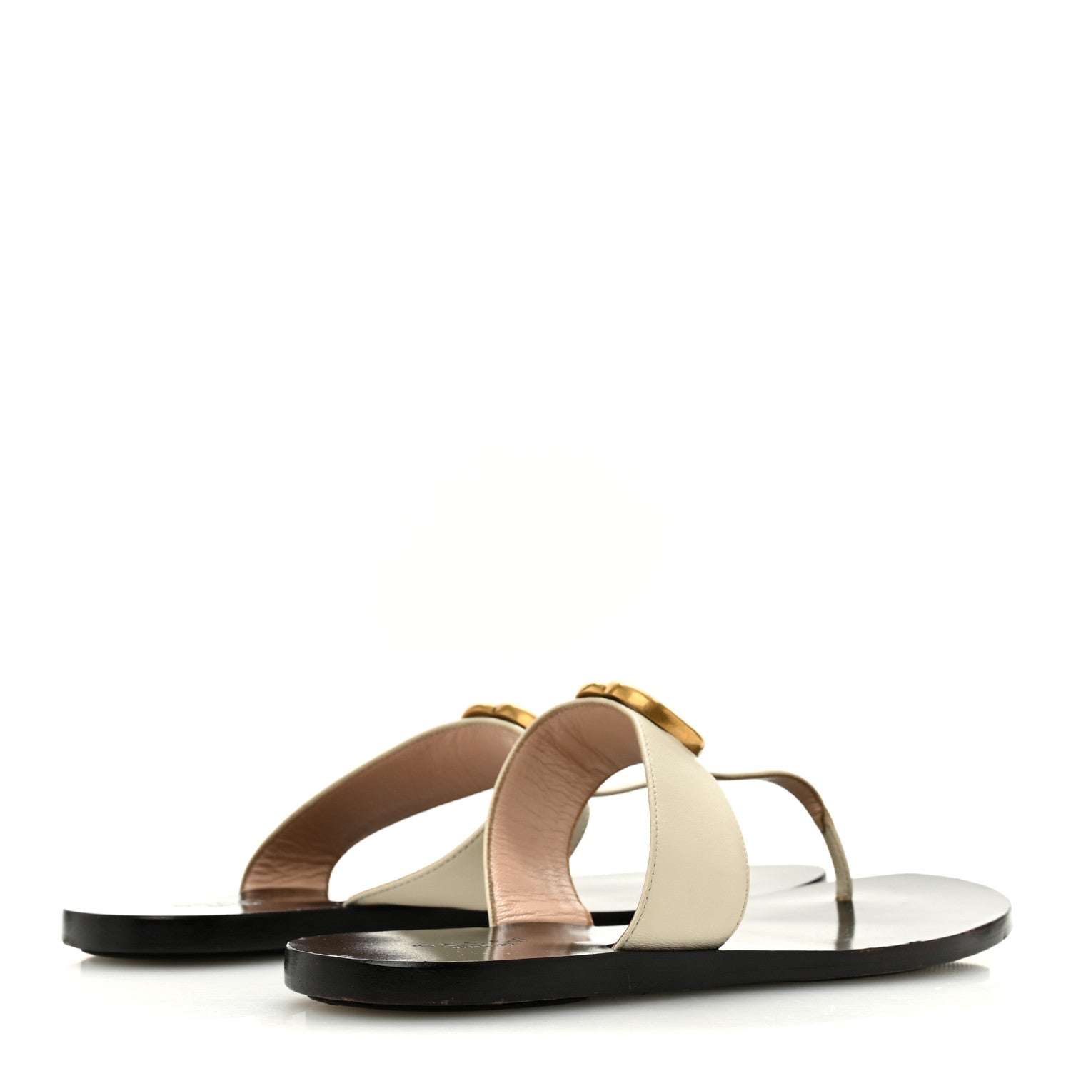 Gucci Calfskin GG Marmont Thong Sandals 36 Mystic White 1886178