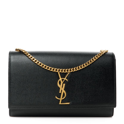 Saint Laurent Grain De Poudre Medium Classic Monogram Kate Satchel Black 1 of 11