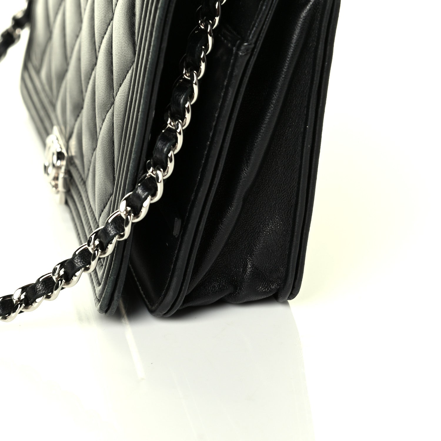 Chanel Calfskin Quilted Boy Wallet On Chain WOC Black 8 of 9