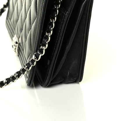 Chanel Calfskin Quilted Boy Wallet On Chain WOC Black 8 of 9