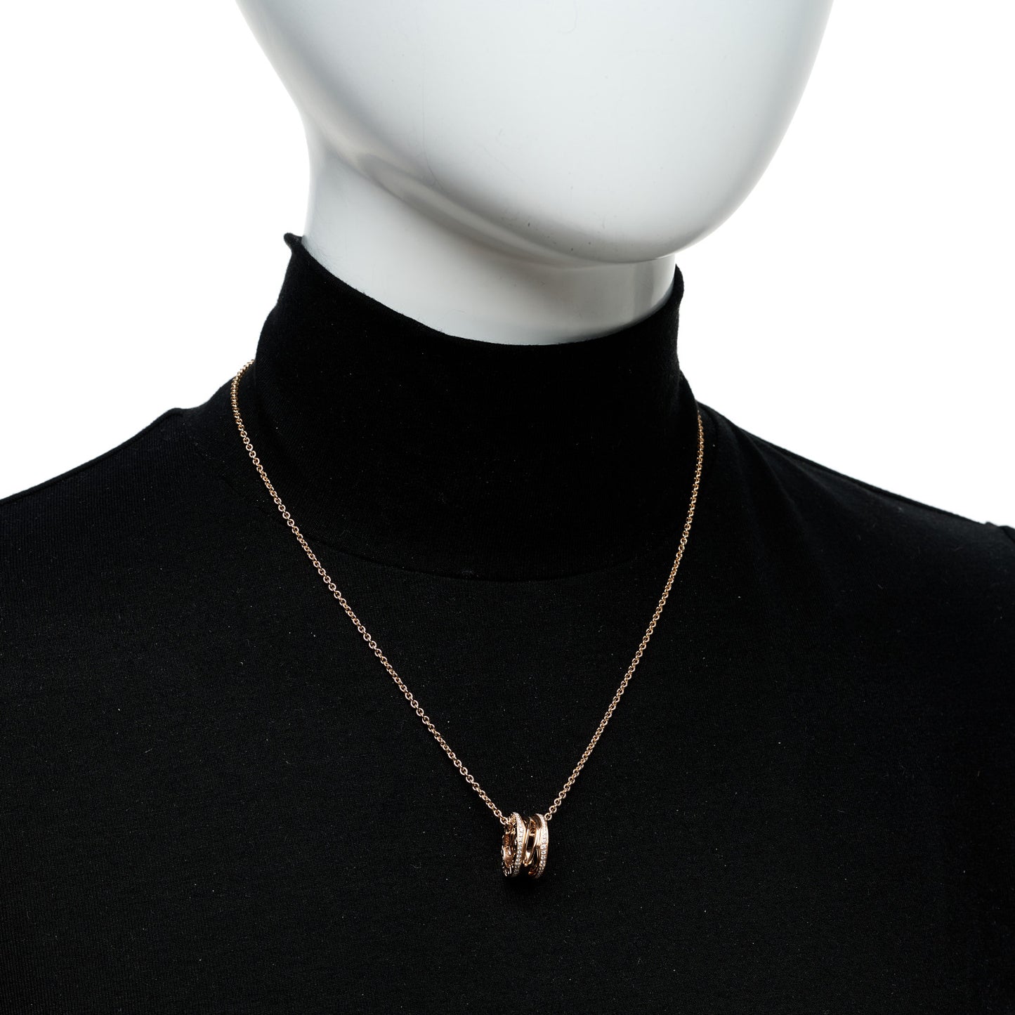 18K Rose Gold Diamond B.Zero1 Open Legends Pendant Necklace