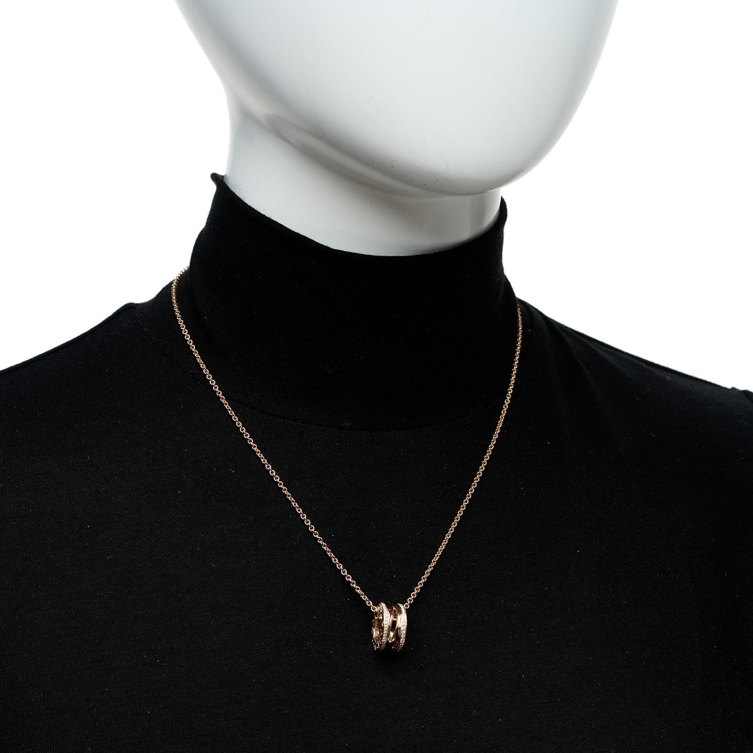 Bulgari 18K Rose Gold Diamond B.Zero1 Open Legends Pendant Necklace 2 of 9