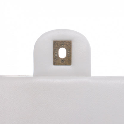 Chanel Calfskin CC Crown Medium Flap White 5 of 9