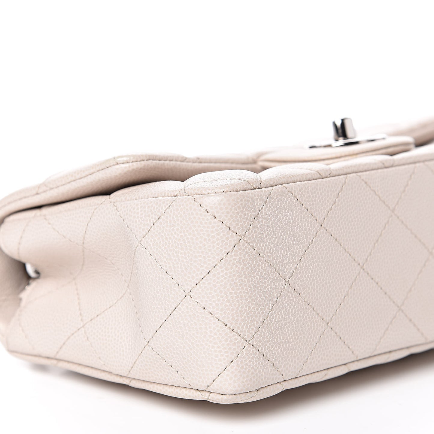 Caviar Quilted Mini Rectangular Flap Ivory