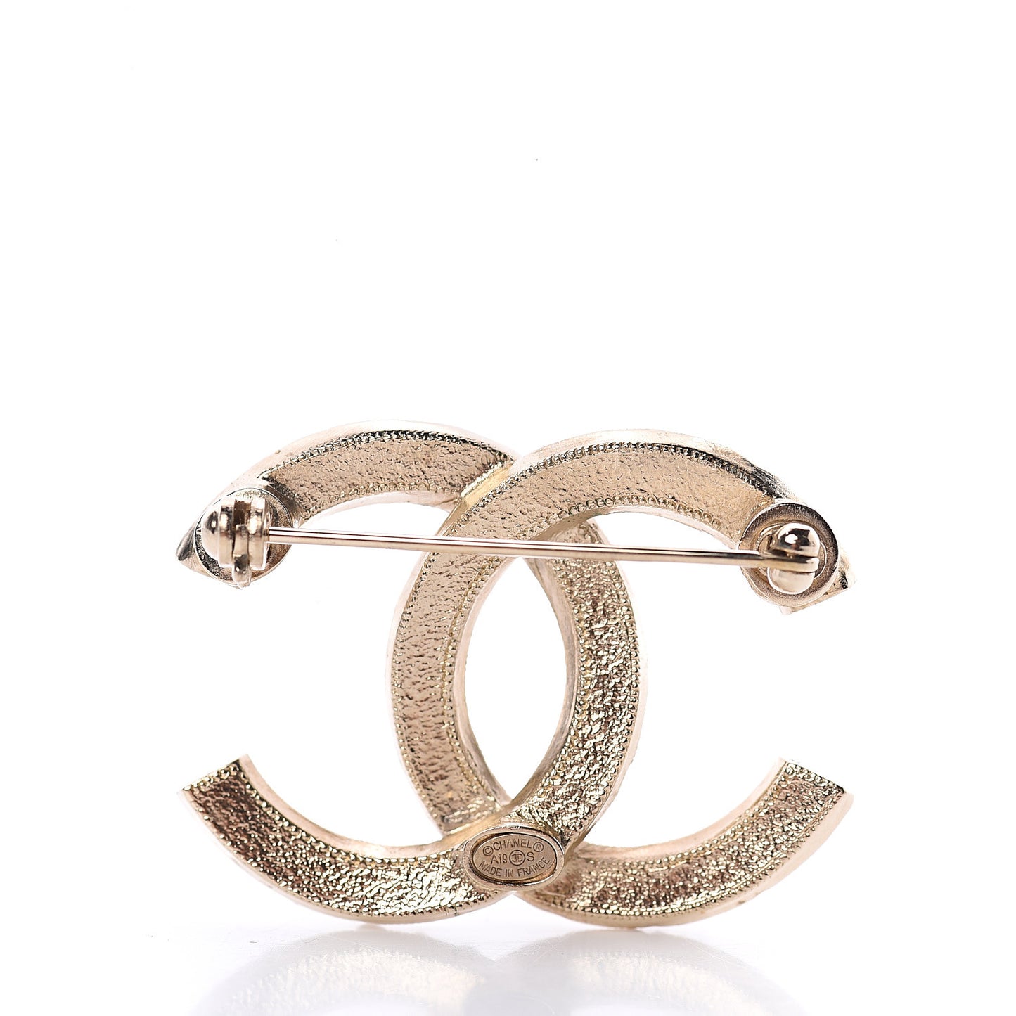 Pearl Enamel CC Brooch Black Gold