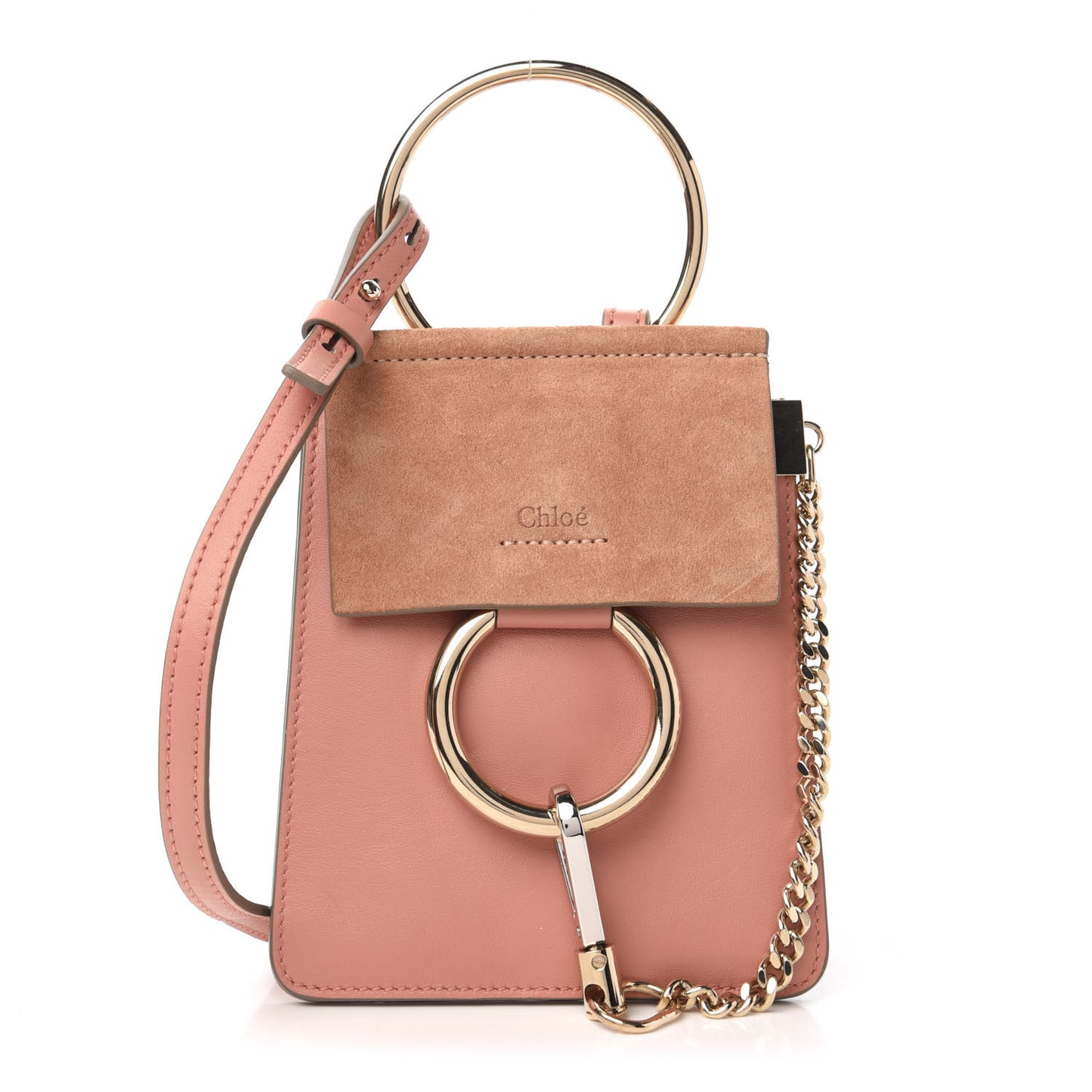 Suede Calfskin Mini Faye Bracelet Bag Ideal Blush