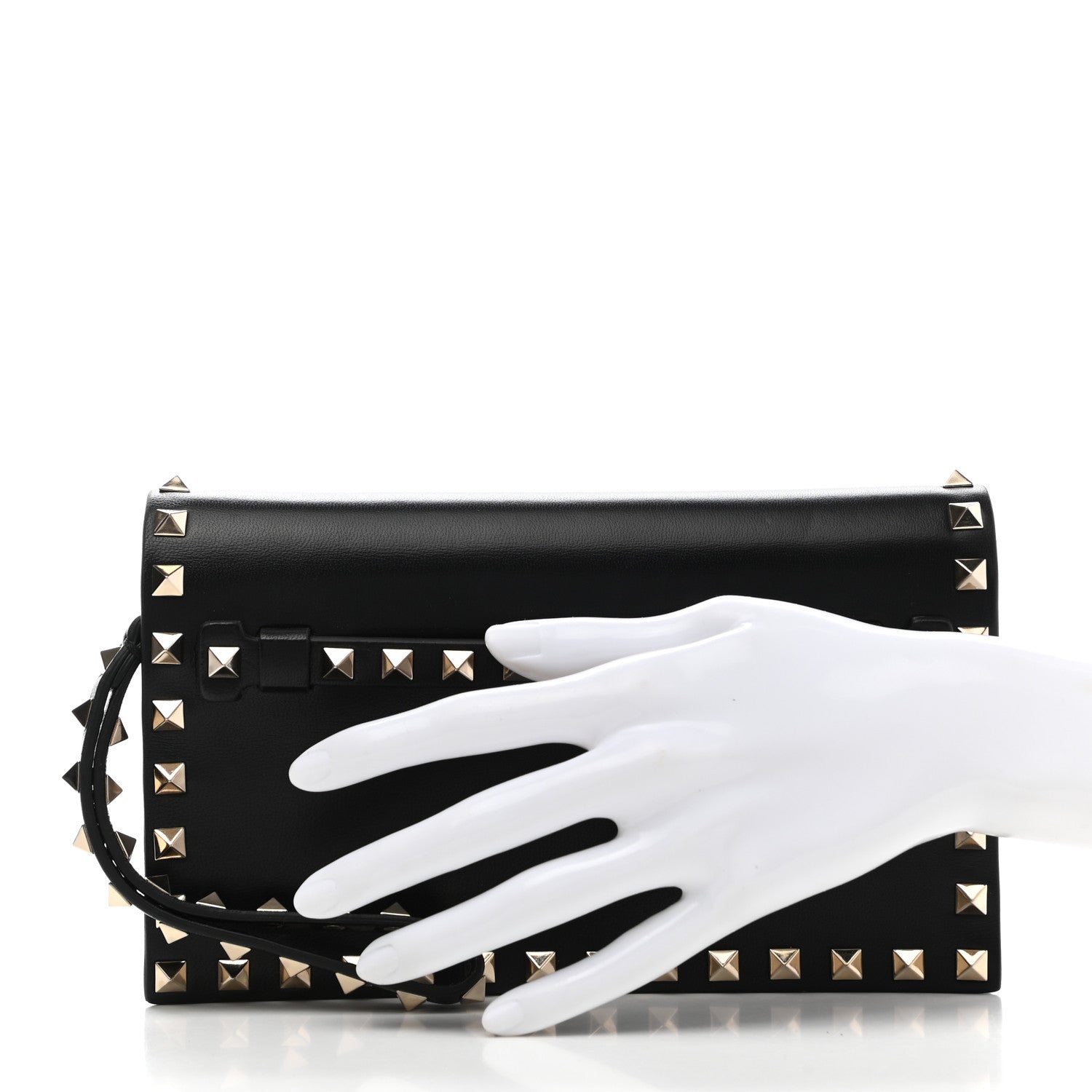 Valentino Garavani Nappa Small Rockstud Wristlet Clutch Black 2 of 7