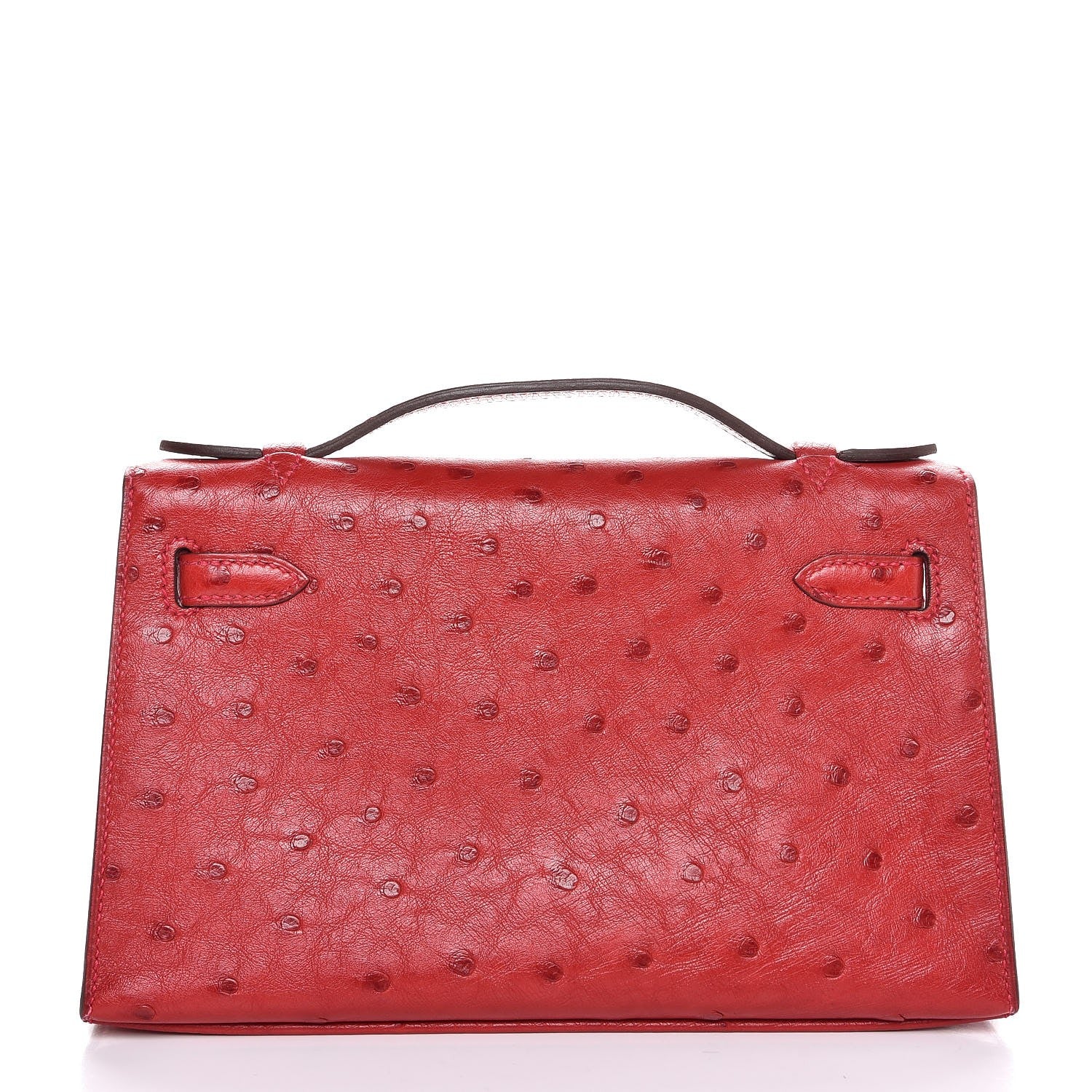 Hermes Ostrich Kelly Pochette Rouge Vif 4 of 35