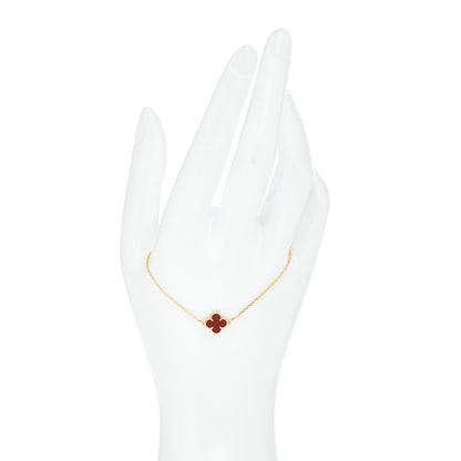 Van Cleef & Arpels 18K Rose Gold Carnelian Sweet Alhambra Bracelet 2 of 4