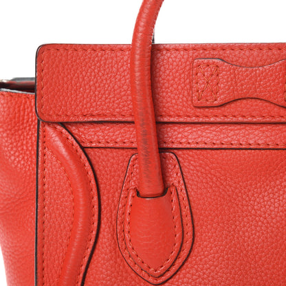 Celine Drummed Calfskin Nano Luggage Red 17 of 17