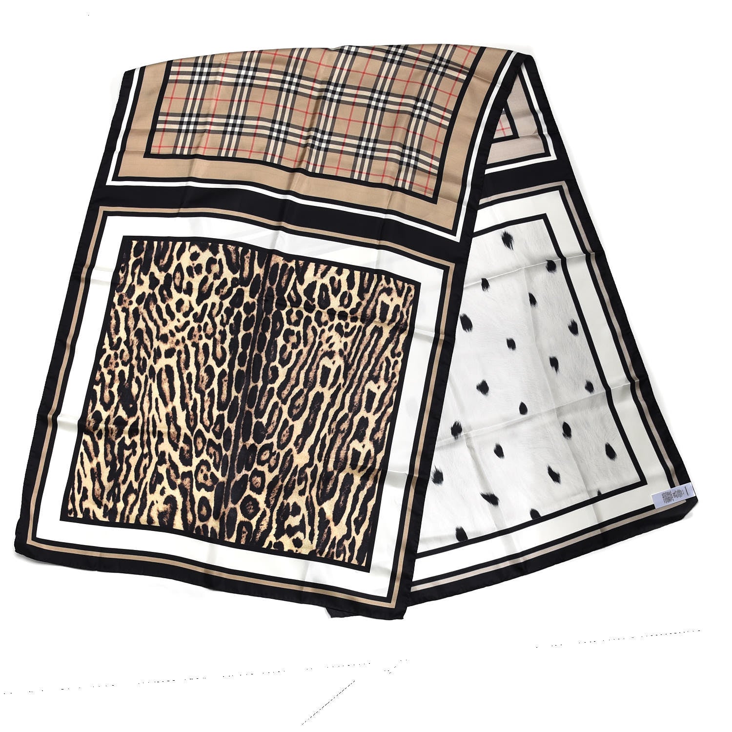 Burberry Silk Vintage Check Animal Print Scarf Archive Beige 3 of 5