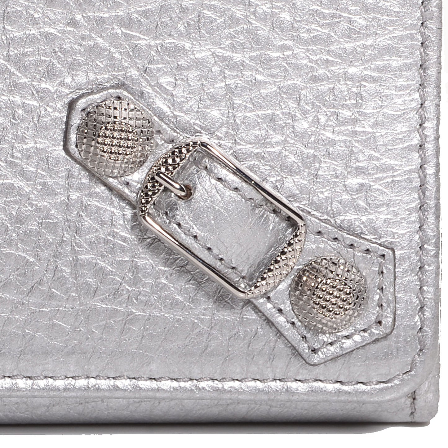 Agneau Giant 12 Silver Hardware Money Wallet Gris Aluminum