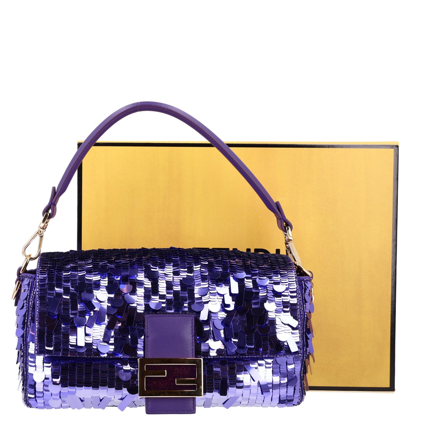 Sequin Paillettes Shiny Nappa Sex and the City Baguette Viola Purple Rain