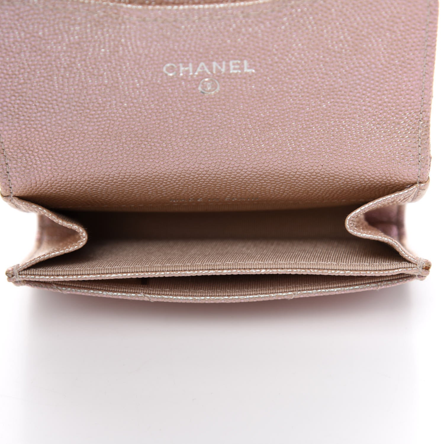 Chanel Metallic Caviar Chevron Quilted Flap Card Holder Light Gold 5 of 9