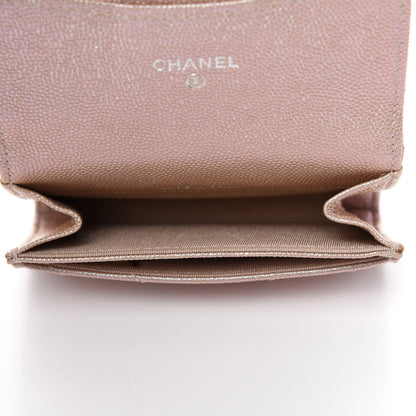 Chanel Metallic Caviar Chevron Quilted Flap Card Holder Light Gold 5 of 9
