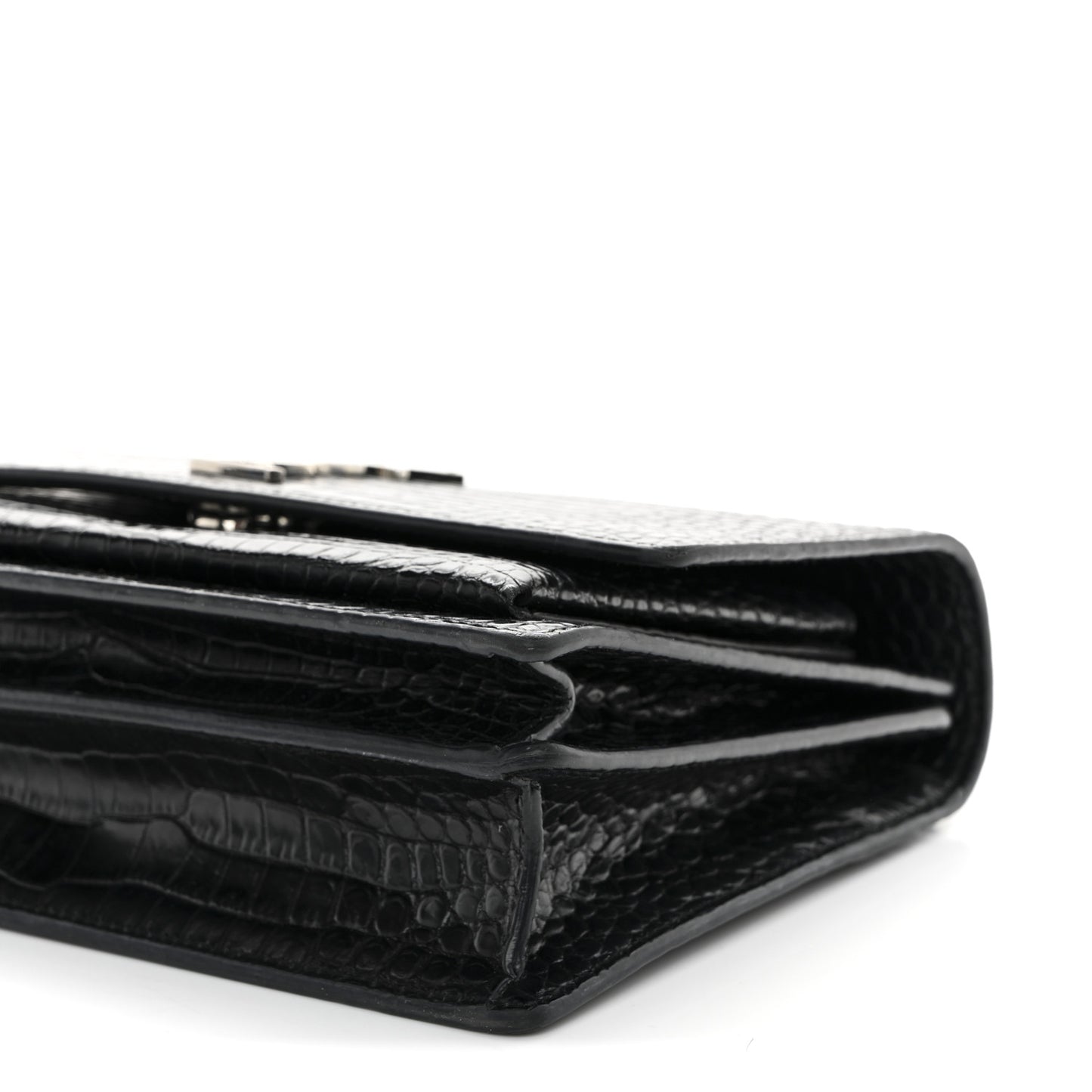 Calfskin Crocodile Embossed Medium Monogram Sunset Black