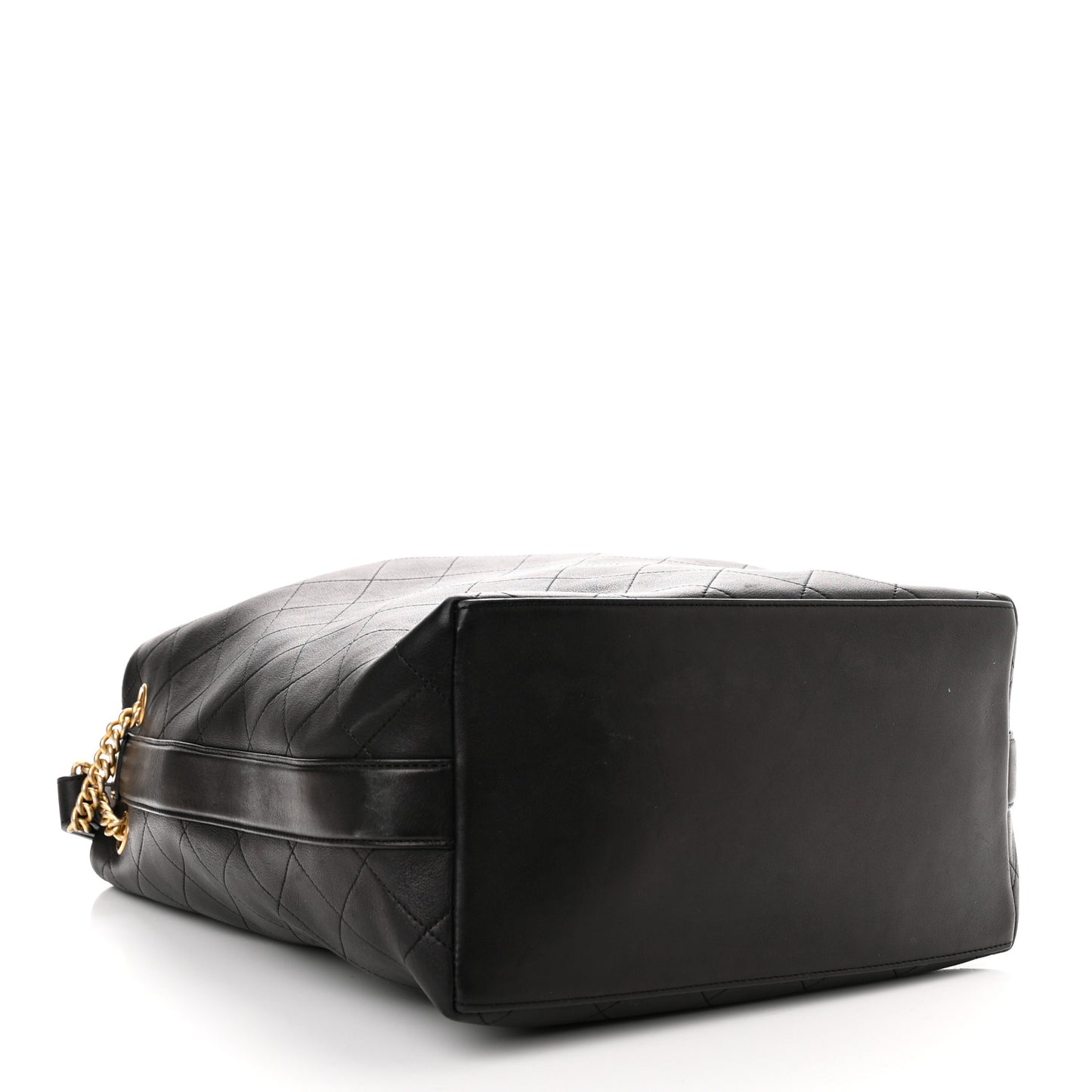Calfskin Quilted Small On My Shoulder Drawstring Bag Black