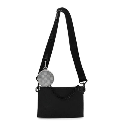 Louis Vuitton Damier Glitter Taurillon Monogram In The Loop Trio Pouch Black Silver 1 of 14