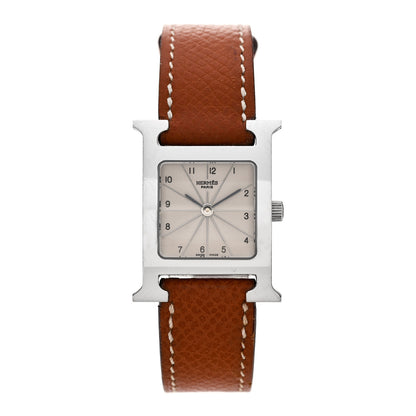 Hermes Stainless Steel Epsom 21mm Heure H Hour Quartz Watch Gold 1 of 5