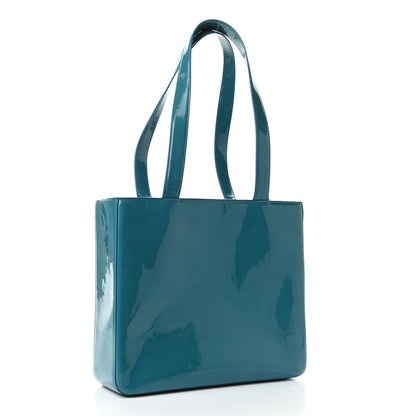 Chanel Patent Logo Tote Turquoise 2 of 4