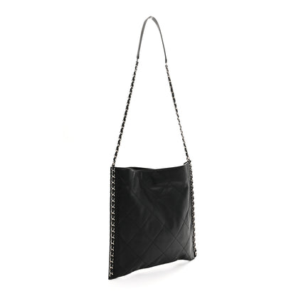 Chanel Calfskin Quilted Chain Flat Tote Black 3 of 11