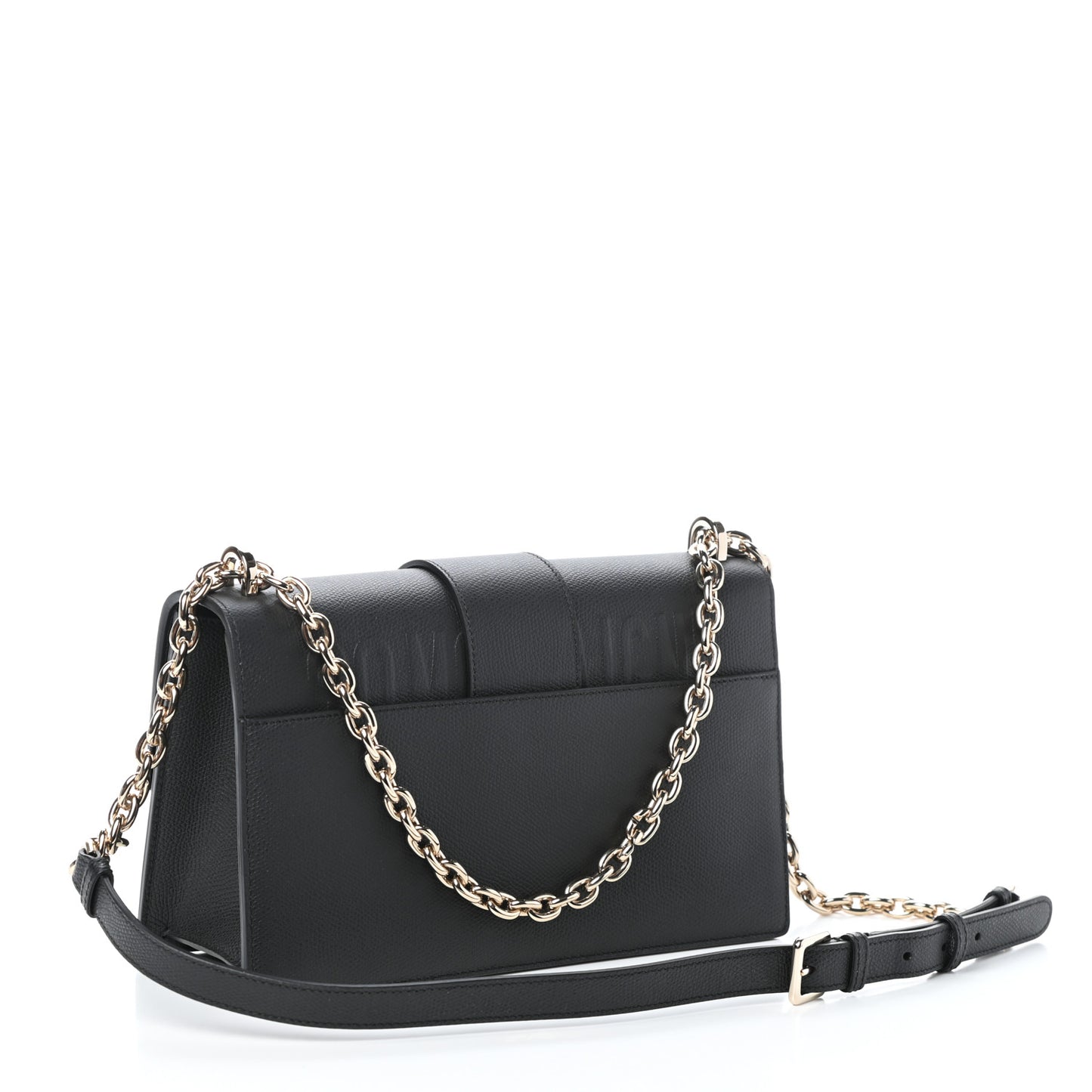 Grained Calfskin Embossed 30 Montaigne Chain Flap Bag Black