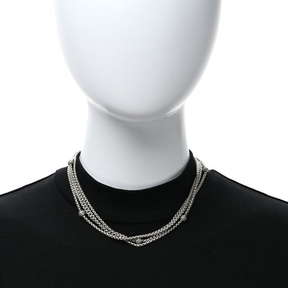 David Yurman Sterling Silver 18K Yellow Gold Diamond Box Chain Four Strand Necklace 3 of 4