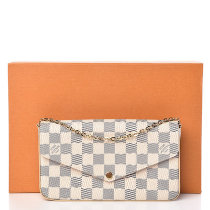 Louis Vuitton Damier Azur Pochette Felicie Chain Wallet Rose Ballerine 13 of 13