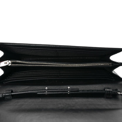 Saint Laurent Lambskin Lizard Embossed Classic Paris Chain Wallet Black 4 of 9