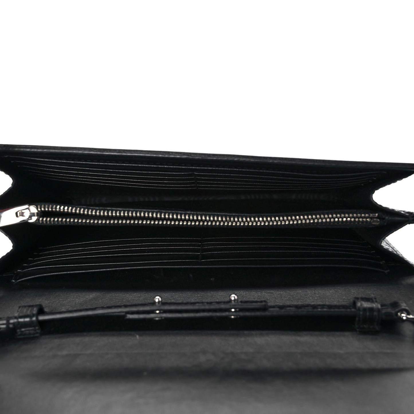 Lambskin Lizard Embossed Classic Paris Chain Wallet Black