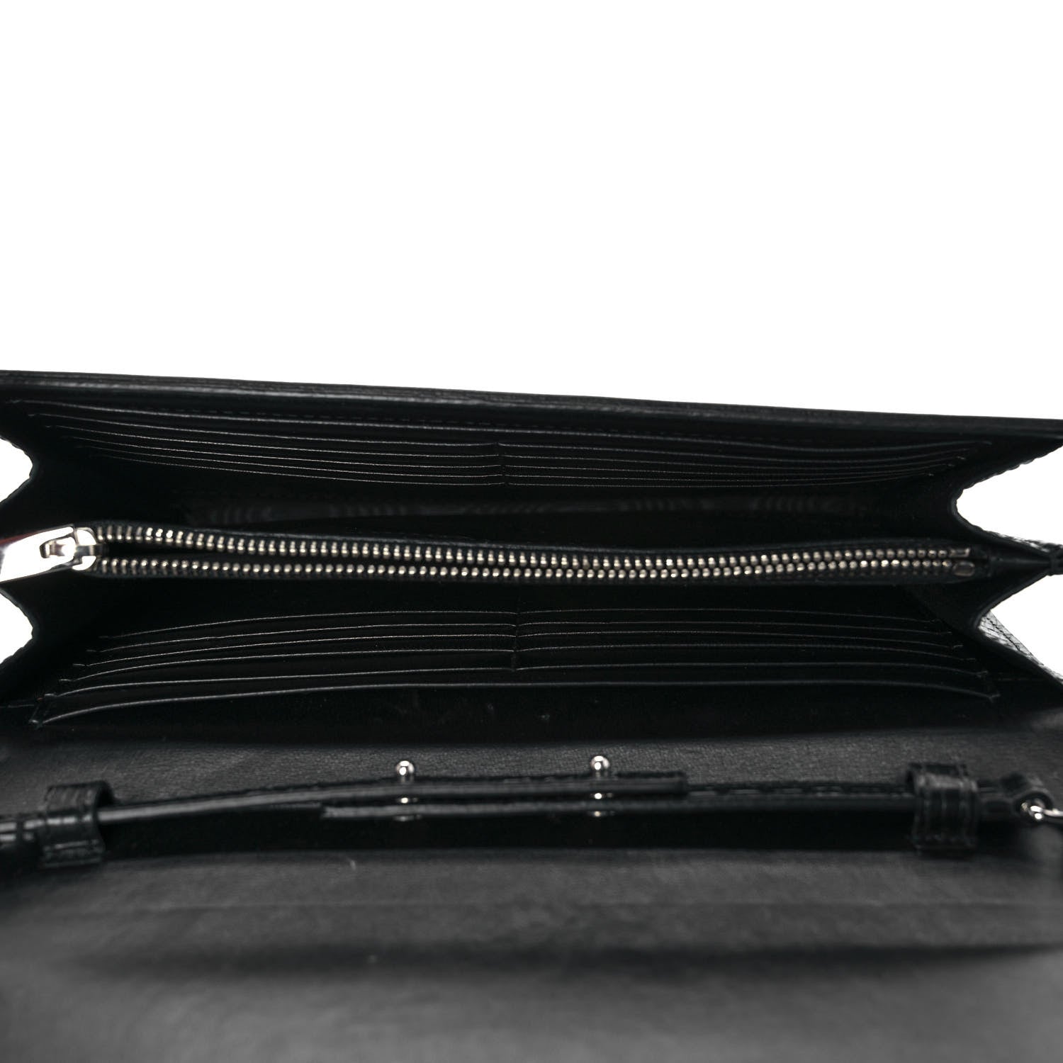 Saint Laurent Lambskin Lizard Embossed Classic Paris Chain Wallet Black 5 of 10