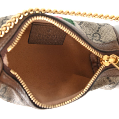 Gucci GG Supreme Monogram Web Ophidia Barrel Coin Purse Beige New Acero 5 of 8