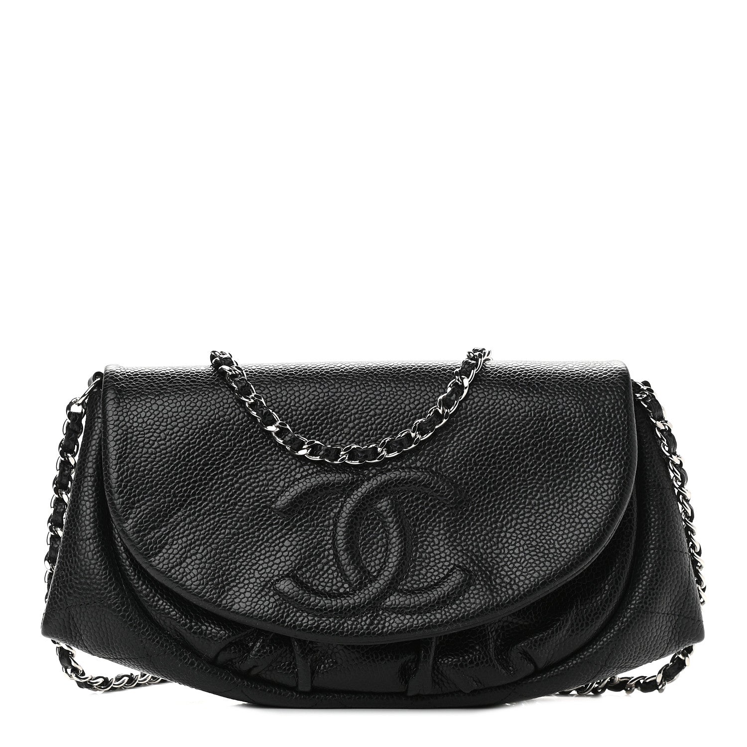 Chanel Caviar Half Moon Wallet On Chain WOC Black 1 of 10