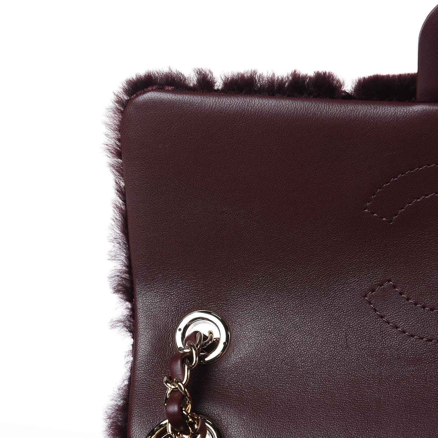 Chanel Orylag Rabbit Fur Quilted Medium Single Flap Burgundy 8 of 10