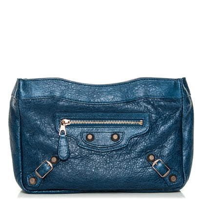 Balenciaga Agneau Giant 12 Rose Gold Hardware Cosmetic Pouch Bleu Cobalt 1 of 8