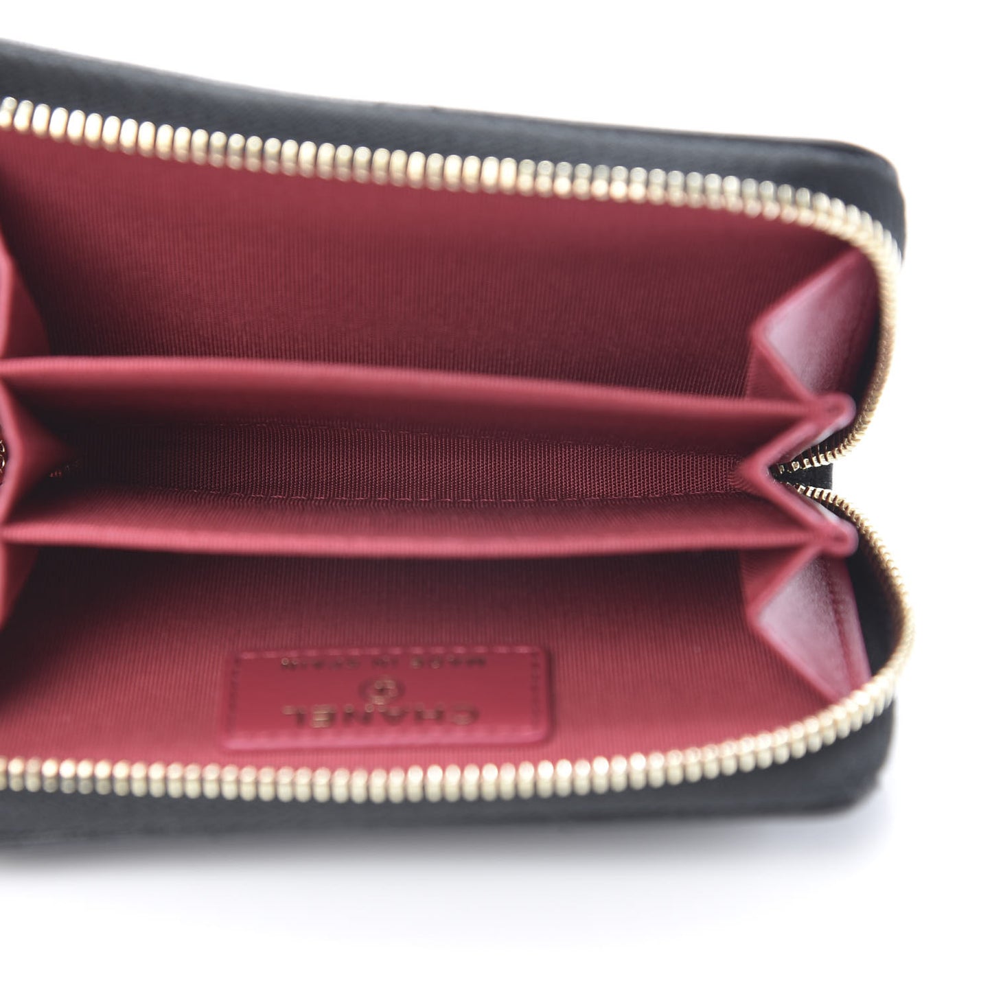 Shiny Goatskin Quilted Chanel 19 Zip Around Coin Purse Wallet Black