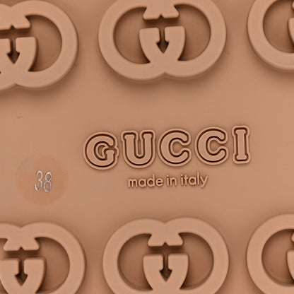 Gucci Soft Rubber Womens Interlocking G Platform 42mm Slide Sandals 38 Vintage Camel 6 of 10