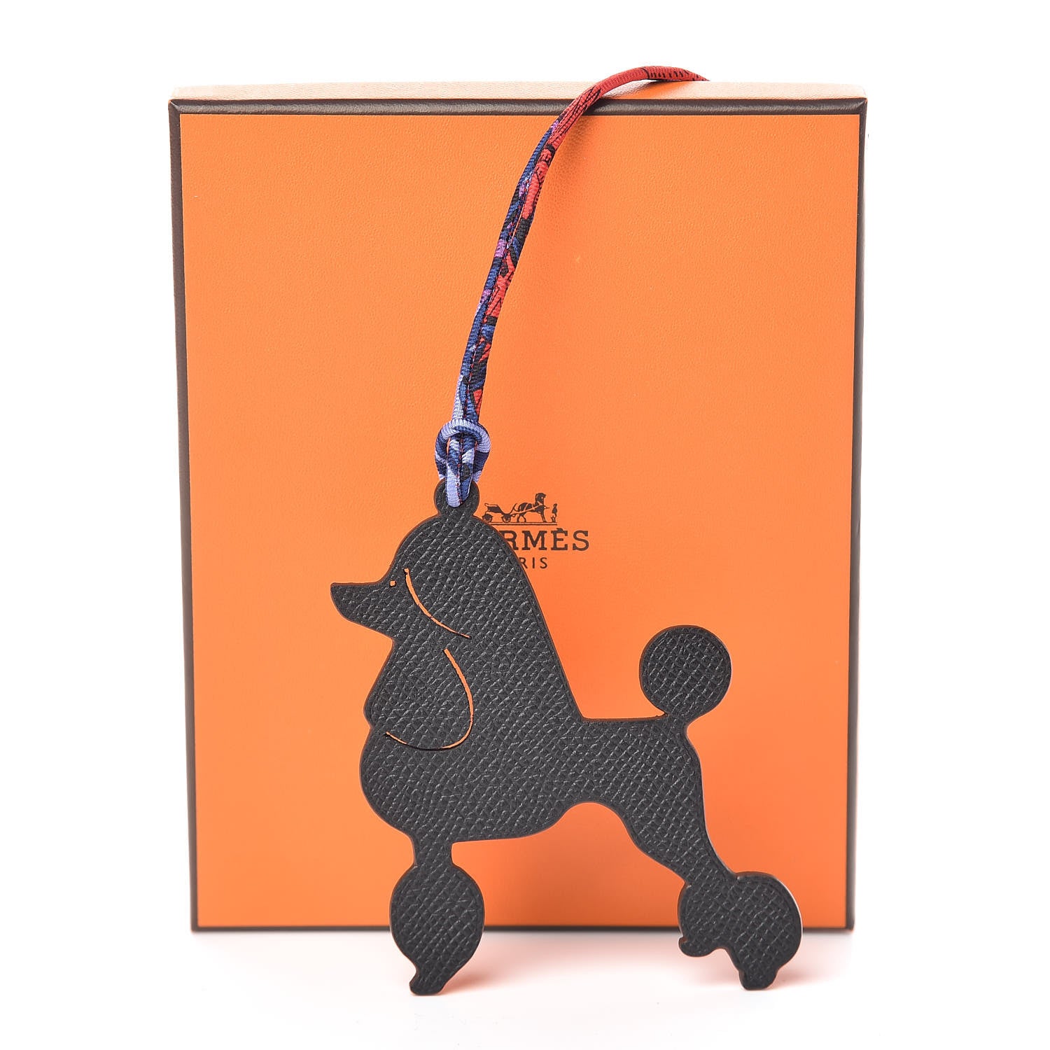 Hermes Togo Epsom Petit H Royal Poodle Bag Charm Black Bleu Brighton 4 of 4