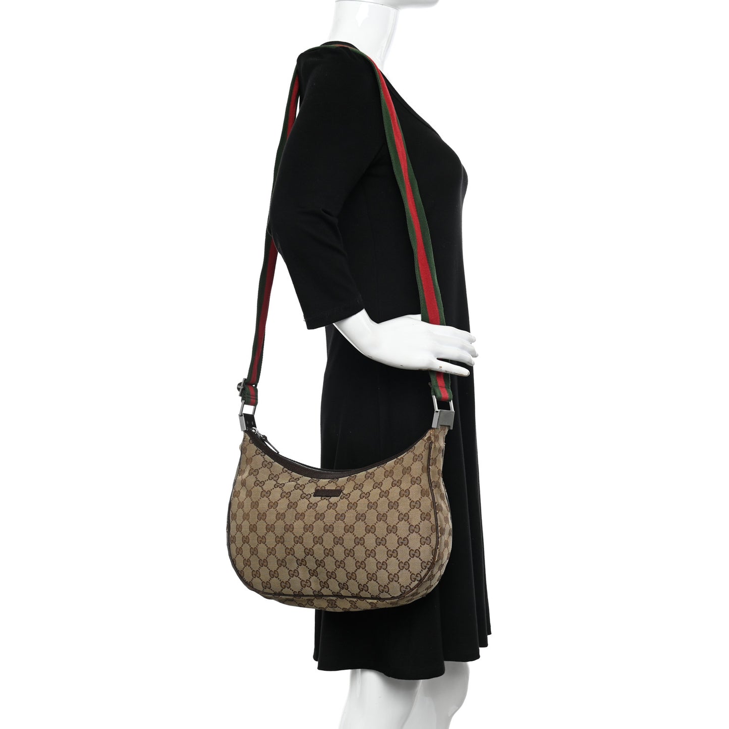 Monogram Web Medium Flat Messenger Bag Brown