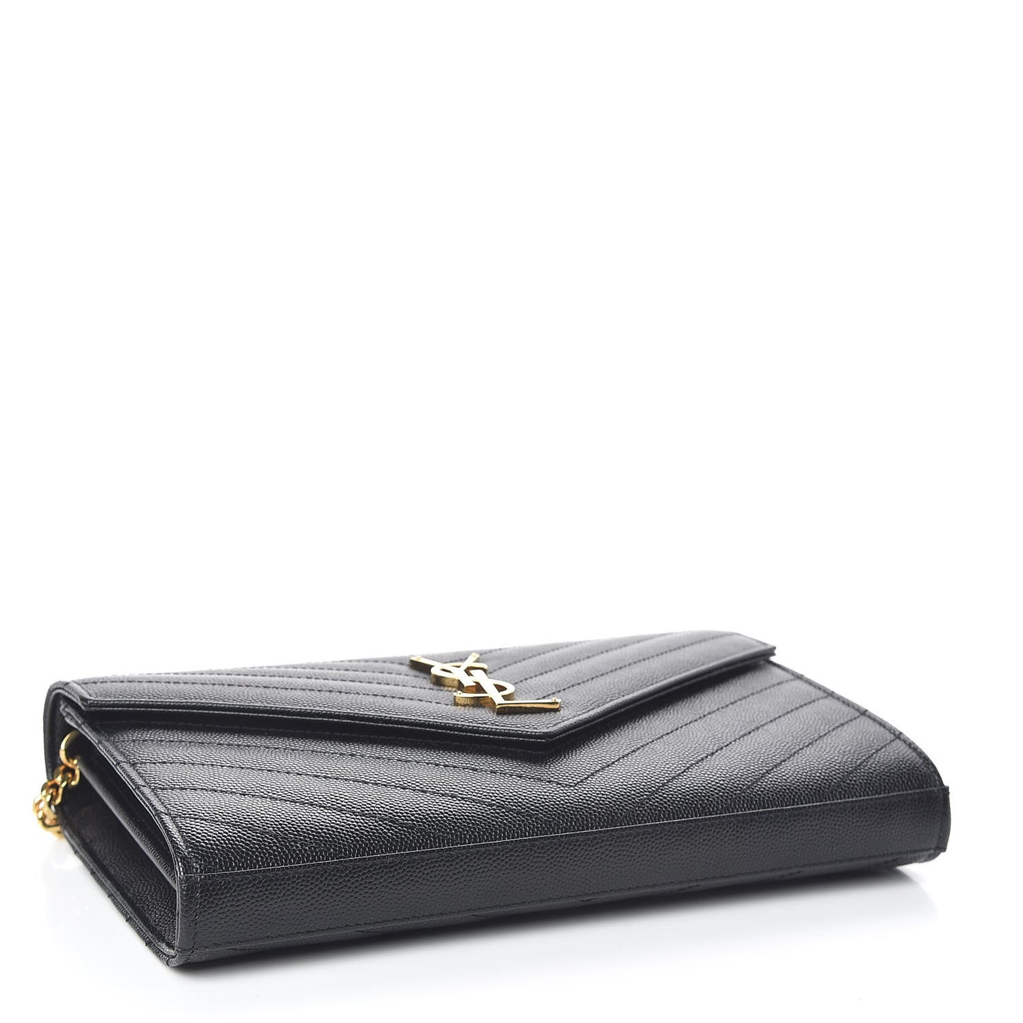 Grain De Poudre Matelasse Chevron Monogram Chain Wallet Black
