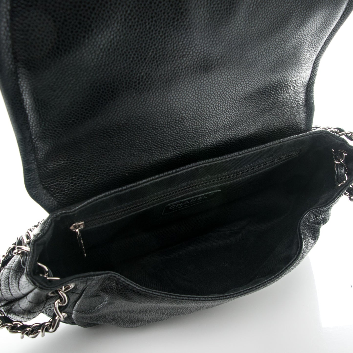 Caviar Half Moon Large Flap Black