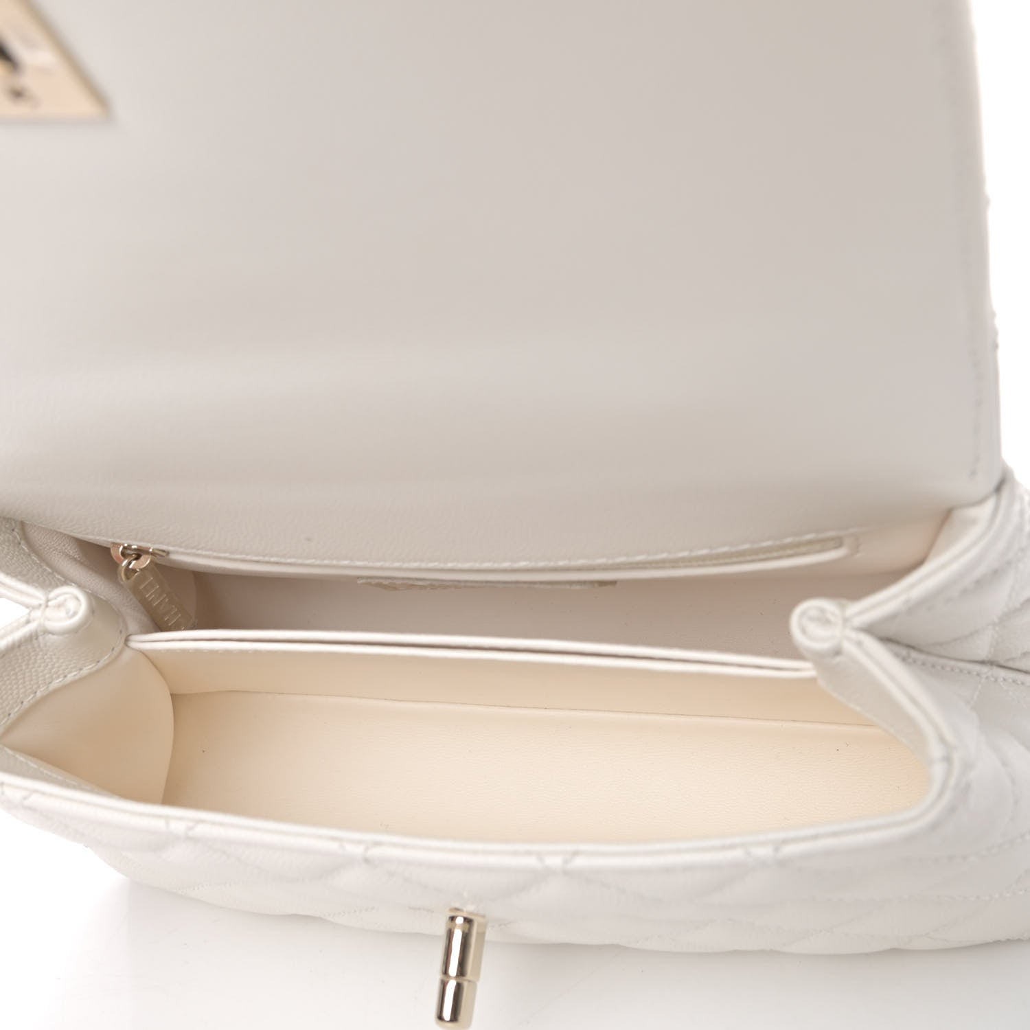 Chanel Caviar Quilted Mini Coco Handle Flap White 4 of 4