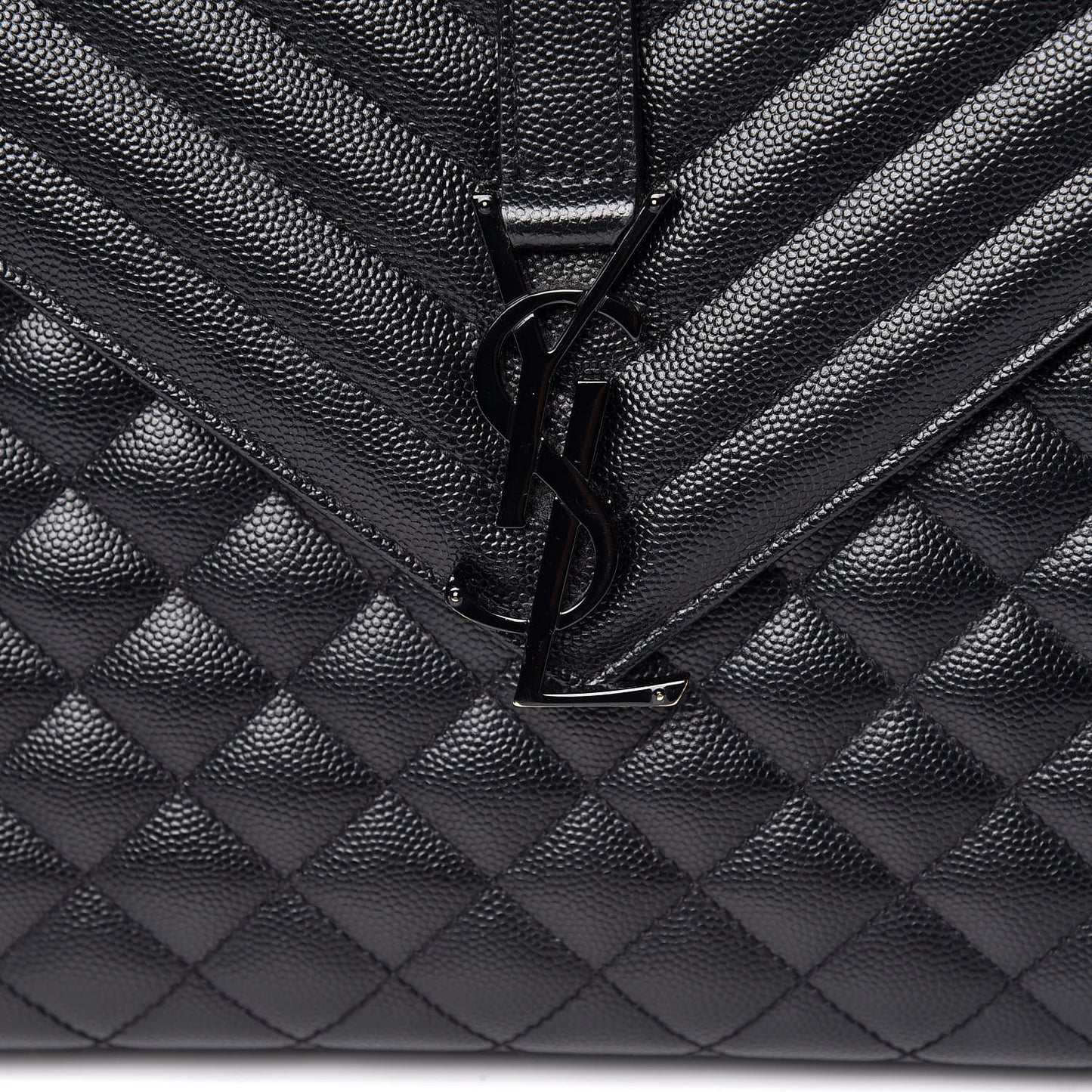 Grain De Poudre Textured Mixed Matelasse Large Triquilt Monogram Monochrome Satchel Black